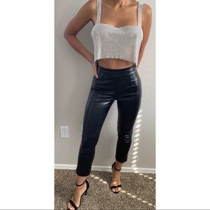 Black high rise faux leather pants